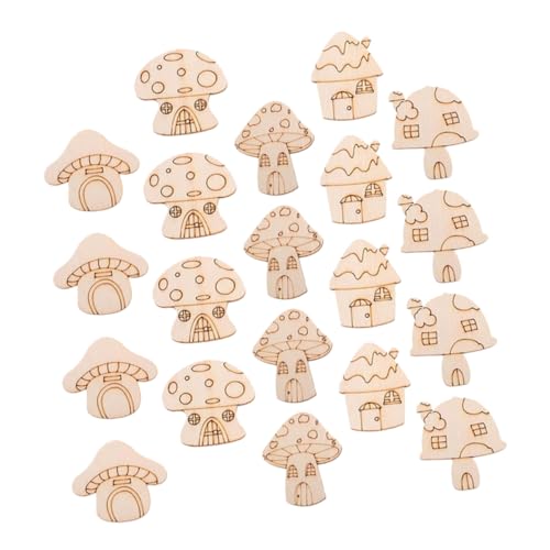 Lurrose 20Stücke DIY Holzverzierungen Unbehandelte Holzscheiben für Bastelprojekte zum Bemalen und Dekorieren Holzhausausschnitte für Heimdekoration und Festliche von Lurrose