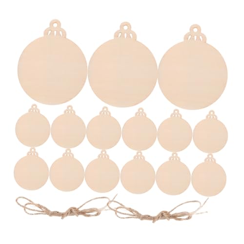 Lurrose 20Stücke Holzrunde Bauble Blank Hängende Holzstücke für DIY Handwerk Laternen Anhänger mit Kurzen Jute Schnüren Unbehandelte Holzplatten für Dekoration von Lurrose