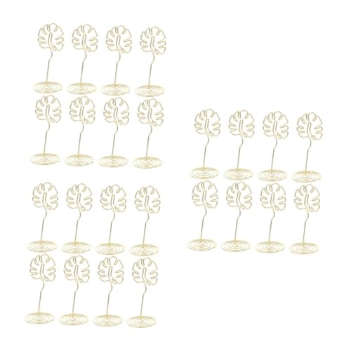 Lurrose 24 Elegante Metall Kartenhalter Teilig Monstera Design Goldfarben Stabiler Tischkarten und Memohalter für Hochzeit Geburtstag Party Dekoration Wiederverwendbar Stilvolles von Lurrose