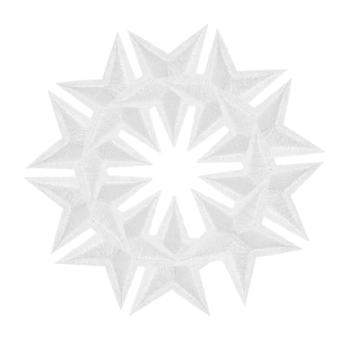 Lurrose 24 Stück Pentagramm-patch Sternflecken Aufnähen Sternfleckeisen Kleiderflicken Aufbügeln Eisenflicken Für Rucksäcke Gestickte Stern-aufnäher Zum Aufbügeln Weiß Polyester von Lurrose