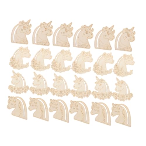 Lurrose 24 Stück Teiliges Holzscheiben und Einhorn holzausschnitte zum Bemalen DIY Basteln mit Blanker Oberfläche Geeignet für Acrylfarben Personalisierte Holzanhänger und Hängende von Lurrose