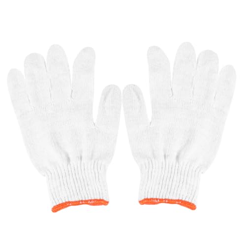 Lurrose 24Paare Rutschfeste Baumwollgarn Nylonhandschuhe Weiß Arbeitsschutz Für Verschiedene Anwendungen Erster Baumwollgarn Mit Orangefarbenem von Lurrose