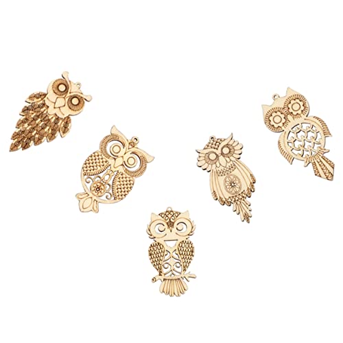 Lurrose 25 Stück Eulenholzspäne holzfiguren holzdeko Holzanhänger für Geschenkanhänger Holzanhänger für Holzanhänger für Halloween Ausschnitte Eulenschmuck für zu Hause hölzern von Lurrose