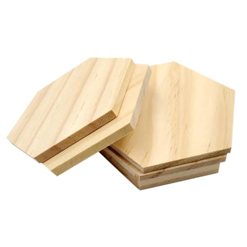 Lurrose 25 Stück Holzscheiben Sechseckig Blanko Namensschilder mit Loch für Diy Projekte Hochzeiten Partys und Heimdekoration Natürlichem Holz von Lurrose