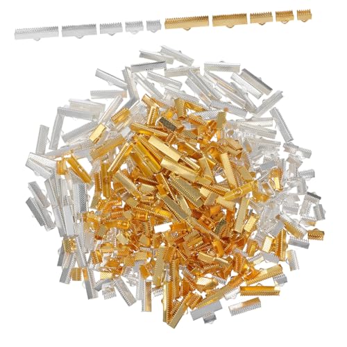 Lurrose 250 Stück Ribbon Clamp End Crimps Pinch Crimp Cord Ends Schmuckzubehör für DIY Armbänder Halsketten Basteln Gold Silber Vielseitige Metallclips Lurrose 250 Stück Ribbon Clamp End Crimps Pinch Crimp Cord Ends Schmuckzubehör für DIY Armbänder Halsketten Basteln Gold Silber Vielseitige Metallclips von Lurrose
