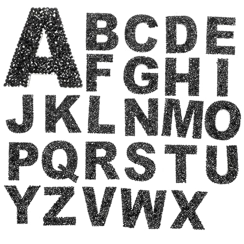 Lurrose 26 Stück Glitzer Buchstaben Aufkleber mit Strass Selbstklebende Buchstaben Patches für Kleidung Taschen und Handwerk Diy Dekoration A Set von Lurrose