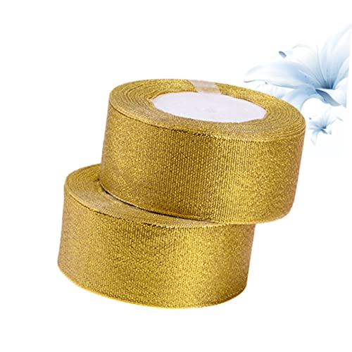 Lurrose 2Rollen Yards Glitzer Geschenkband Gold Metallic Bänder für DIY Basteln Geschenkverpackung und Dekorationen für Hochzeiten und Feiern von Lurrose