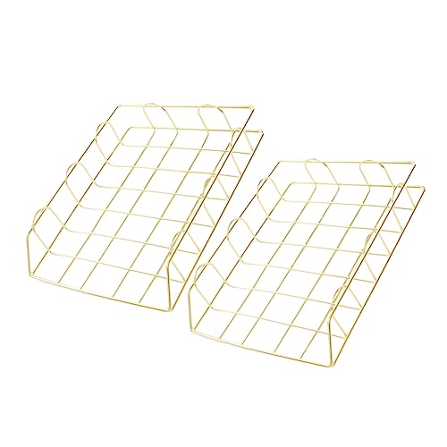 Lurrose 2St Dokumentenregal - Goldenes Büro - DIN A4 - Metall - 3 Löcher - Stapelbar - Schreibtisch-Organizer von Lurrose