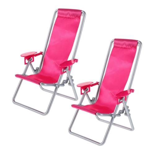 Lurrose 2Stücke Miniatur Strandstuhl Dekoration Klappstuhl für Puppenhausmöbel Platzsparend und Leicht für DIY Kuchenaufsätze und Mini Lounge Dekoration von Lurrose