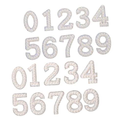 Lurrose 2er-set Perlen-strass-zahlenflicken: 0–9 Perlen-aufbügleraufkleber Zum Selbermachen, Selbstklebende Zahlenflicken, Applikation Für Kleidung, Taschen, Hüte, Schuhe von Lurrose