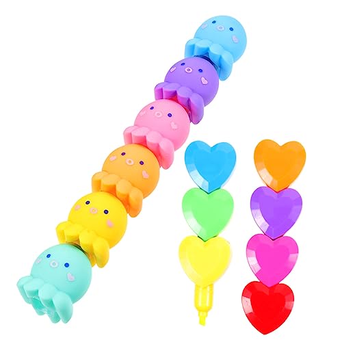 Lurrose 2st Oktopus-textmarker Stapelbare Textmarker Bunte Highlighter Fluoreszierender Stift Aquarell-textmarker Fluoreszierende Marker Bunte Textmarker Plastik Student Qualle von Lurrose