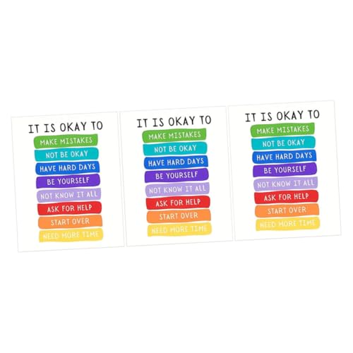 Lurrose 3 Blätter Motivation Poster Kunstwerk Bilder Schlafzimmer Inspirierende Englische Poster Papier Für Büro von Lurrose