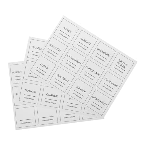 Lurrose 3 Blätter Wasserdichte Beschreibbare Kaffeetiketten Selbstklebend für Sirupflaschen Küchenaufkleber zur Einfachen Identifikation und Organisation von Kaffeezubehör Lurrose 3 Blätter Wasserdichte Beschreibbare Kaffeetiketten Selbstklebend für Sirupflaschen Küchenaufkleber zur Einfachen Identifikation und Organisation von Kaffeezubehör von Lurrose