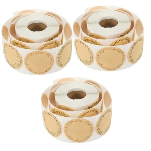 Lurrose 3 Rollen Blumenetikettenaufkleber Farbig Geschenktüten Deko Urlaubsaufkleber Abziehbilder Aufkleber Für Taschen Brief Zubehör Aufkleber Für Urlaubskarten Kraftpapier von Lurrose