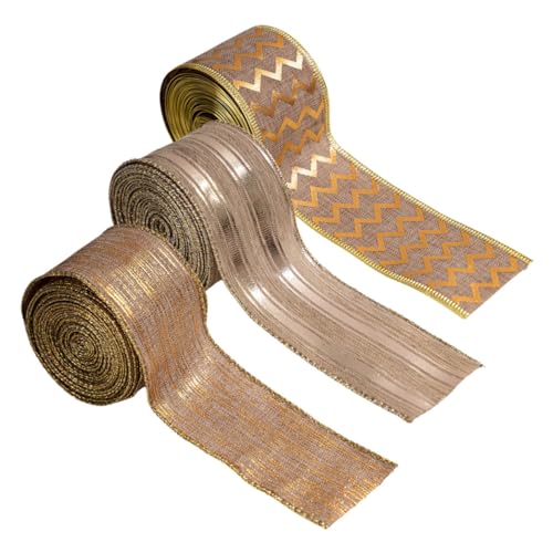 Lurrose 3 Rollen Weihnachtsband Bänder Für Kranzschleifen Diy Bow Making Ribbon Drahtband Aus Leinen Grosgrain -band Für Diy Weihnachtsbänder Präsentieren Sie Ein Wickelband Leinen- von Lurrose