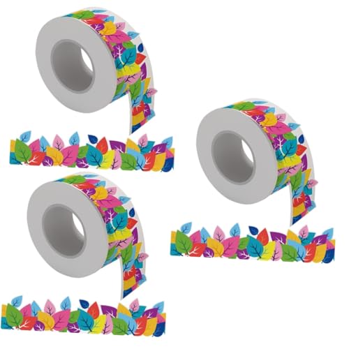 Lurrose 3 Rollen bürodeko büro dekoration Wanddekoration dekoration party Internatsschüler Blatt-Pinnwand-Rand aufkleber Grenzausstattung Festival-Grenzpapier PVC selbstklebend von Lurrose