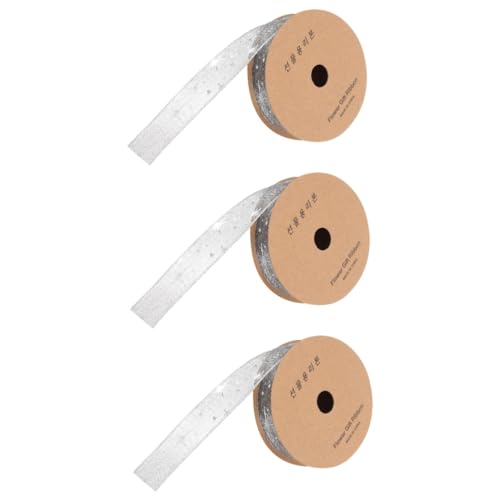 Lurrose 3 Rollen seidenband ribbon Festliches Band Kuchenband Geschenkverpackungsband transparentes Chiffonband Stoff Basteln Geschenkverpackungszubehör dekoratives Blumenband Light Grey von Lurrose