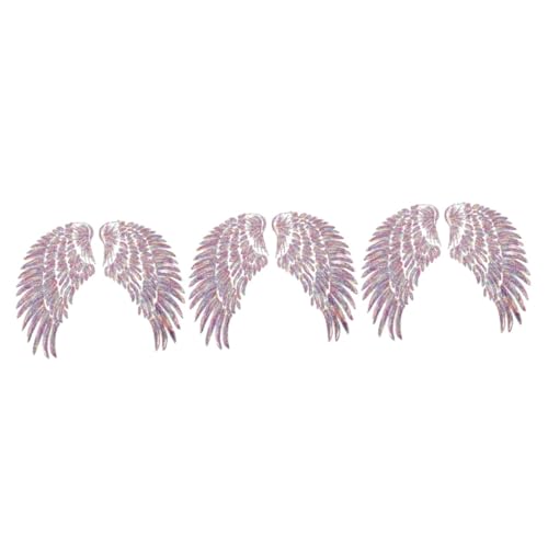 Lurrose 3 Sätze Flügel Bestickter Aufnäher Winkelflügel Silber Flecken Engelsflügel Kostüm Großer Erwachsener Feenflügel Stoff Engelsflügel Für Erwachsene Patch Party Stickgarn 2 Stück * 3 von Lurrose