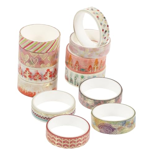 Lurrose 3 Sätze Klebebänder Bunt Kunstband Journaling Zeitschriftenbedarf Farbig Ästhetisch Für Gold Sammelalbum Liefert Washi-tape-aufkleber Diy Klebeband Japanisches Papier 12 Rollen * 3 von Lurrose