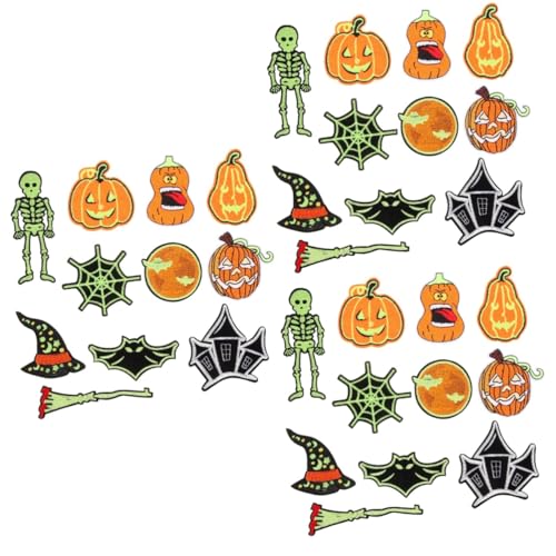 Lurrose 3 Sätze Kleidungsflicken geformt Flicken zum Reparieren von Kleidung halloween dekoration halloween decoration Halloween-Aufnäher für Kleidung Stickflicken aufbügeln Polyester von Lurrose