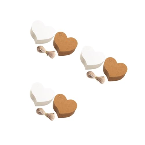 Lurrose 3 Sätze Liebesetikett Hochzeits-tag Diy Hängeetiketten Kleine Herzanhänger Kraftanhänger in Herzform Preisschilder Herzförmige Etiketten Kleidungsetiketten Papier 200 Stück * 3 von Lurrose