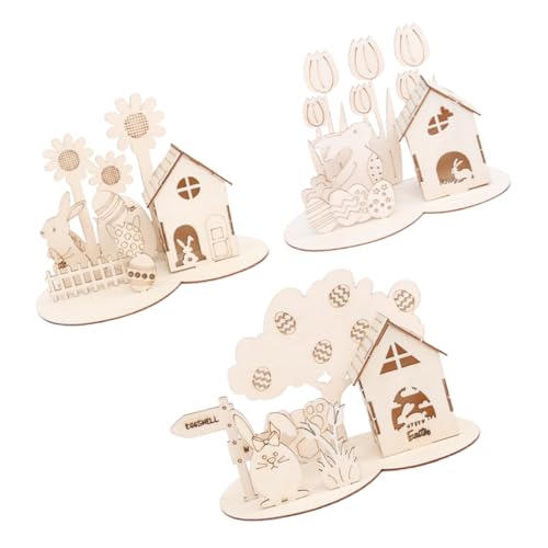 Lurrose 3 Sätze Osterkinder-Puzzlespielzeug osterspielzeuge Ostern osterpresente Easter Presents Pädagogisches Puzzlespielzeug für Kleinkinder Lernspielzeug für Holz von Lurrose