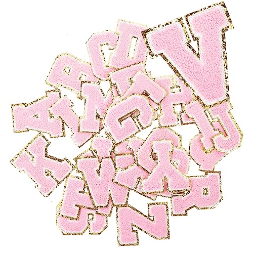 Lurrose 3 Sätze Stoffaufnäher Mit Buchstabenstickerei Alphabet College-buchstaben-patches Buchstabenflecken Chenille-buchstaben-patches Kleidung Bunt Rosa Handtuch-vlies 26 Stücke * 3 von Lurrose