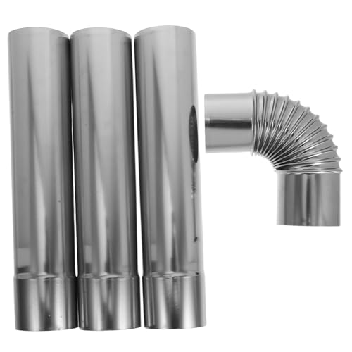 Lurrose 3 Stck. Auspuff Schornsteinabzugsrohr Rohrbogen 90°- Gerade Rohr Entlüften Rohrwinkel 90°-adapter Rohrwinkelverbinder Ersatz Gerades Rohr Kamin Silber Rostfreier Stahl von Lurrose