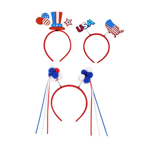 Lurrose 3 Stück 4. Juli Stirnband Unabhängigkeitstag Head Boppers Usa Karte Pompom Stern Haarreifen Niedliche Haardekoration Für Frauen Mädchen Kinder Patriotische Party Haarzubehör von Lurrose