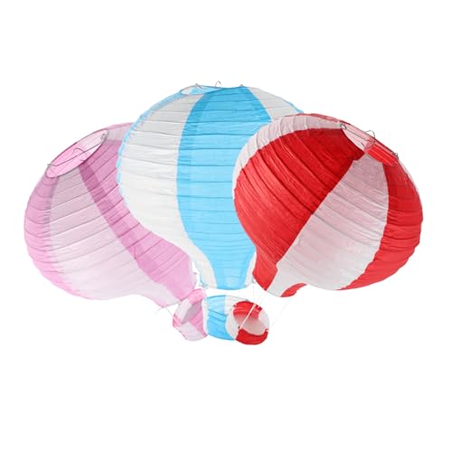 Lurrose 3 Stück Bunte Heißluftballonlaternen Laternen für Geburtstagsfeiern Hängende Papierlaternen aus Heißluftballons Deckenhängedekoration Papier Laternen bunte Laternen von Lurrose