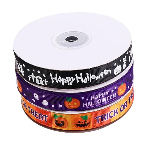 Lurrose 3 Stück Halloween-Band Halloween-Haustierdekoration Herbstdekoration Party Fleck halloween basteln geschenkband halloween handwerk projekt DIY Band zum Basteln Polyester von Lurrose