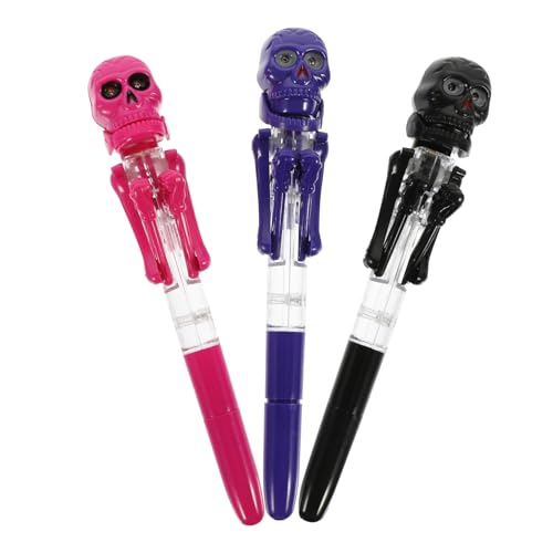 Lurrose 3 Stück Halloween Kugelschreiber mit Kürbis und Schädel Design Leuchtende Schreibstifte für Studenten Zufällige Kreative Schreibwaren für Halloween Partys Zufällige von Lurrose