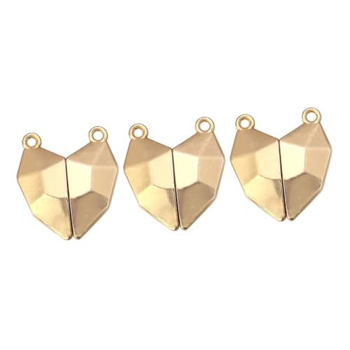 Lurrose 3 Stück Herz-Magnet-Anhänger für Herstellung Halskette armbandverschluss schmuck machen pärchen armband magnetische Schmuckverschlüsse Schmuck mit Magnetverschluss Legierung Golden von Lurrose