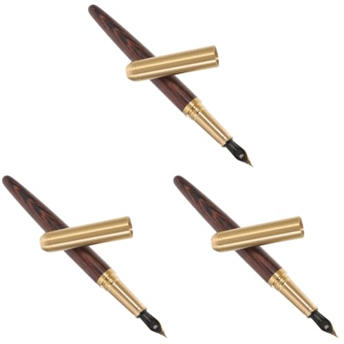 Lurrose 3 Stück Holz Füllfederhalter aus Massivem Holz Kalligraphie Stift für Büro und Studium Ergonomisches Design Langlebig Deckel für Schüler und Lehrer von Lurrose