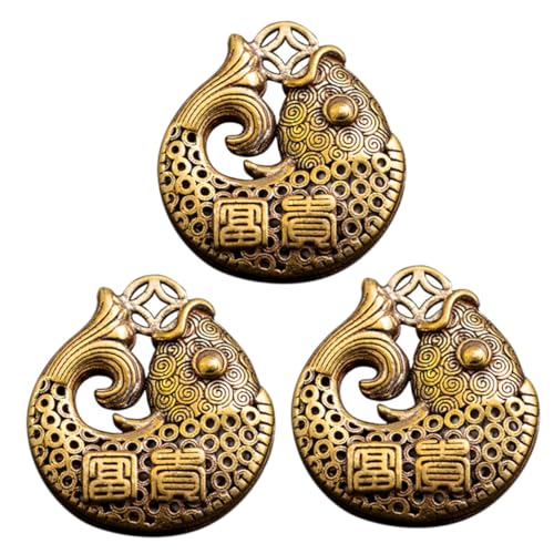 Lurrose 3 Stück Retro Fischform Schlüsselanhänger Set Einzigartige Hängende Ornamente Messing Stilvolle Schlüsselringe für Männer und Frauen Geschenkidee für und Familie von Lurrose
