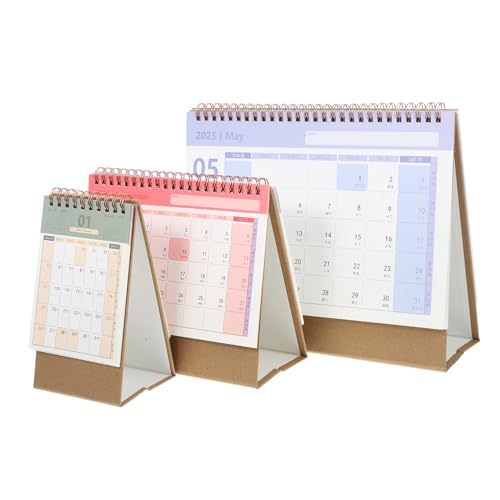 Lurrose 3 Stück Schreibtischkalender Notizblock Freistehend Büro Drei Arbeiten Desktop-kalender Großer Kalender Kleiner Schreibtischkalender Stehender Kalender Einrichtungsdekor Papier von Lurrose