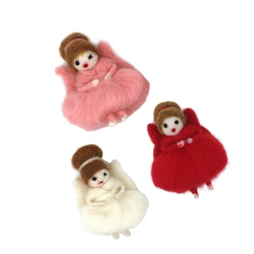 Lurrose 3 Stück Wolle Filzpuppe Filz Ornament Doll DIY Elf Ornament Handgefertigte Elfenfigur Handgefertigte Mädchenpuppe Mädchen Fühlte Puppe Plüsch Schlüsselanhänger Wollfilz von Lurrose