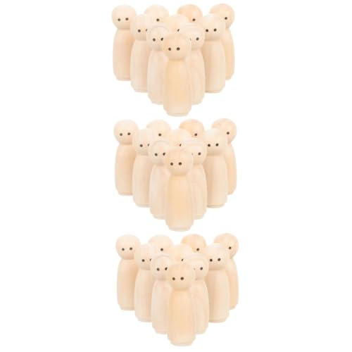 Lurrose 30 Stck Teiliges Naturbelassene Unbemalte Holz Peg Puppen DIY Bastelset für Kreative Figuren zum Bemalen Kindgerechte Holzfiguren für Dekoration und Spielspaß von Lurrose