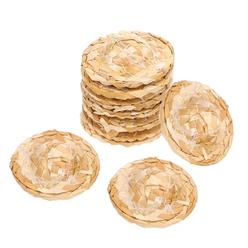Lurrose 30 Stk Mini-strohhüte Für Flaschen Mini-strohhut Zubehör Für Die Puppenherstellung Chapeu De Mini-hüte Chapeus De Tecidos Puppenmütze Mini-puppenhüte Bambus Mädchen Kleidung von Lurrose