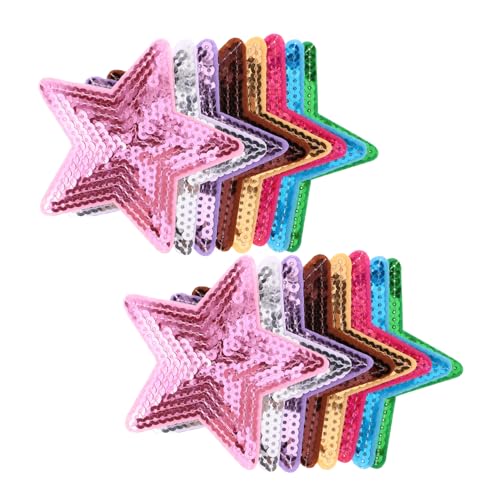 Lurrose 30 Stück Paillettenabzeichen Stoffaufkleber Fabric Pailletten Patch Paillettenstern Applique Patch Stickpine Aufnäher Für Jeans Glitzersterneisen Auf Flecken Rosa Plastik von Lurrose