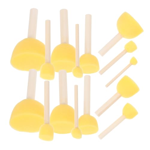 Lurrose 30 Stück Schwammbürste Malwerkzeuge für Kreative Bastelwerkzeuge Maltschwämme Fingermalschwamm runde Malschwämme Schwammfarbe Kuchenmalerei Pinsel Malen Pinsel Holz Yellow von Lurrose