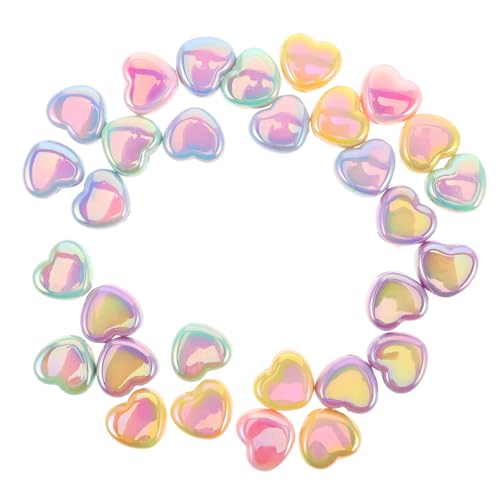 Lurrose 30 Stück Teiliges Acryl Herzperlen Bunte Spacer Perlen für Diy Schmuck Armbänder Halsketten und Handy Charms Leichtes Material Vielseitig für Kreative Bastelprojekte von Lurrose