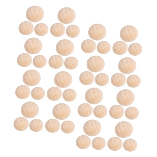 Lurrose 300 Stück Halbrunde Holzperlen Naturbelassen für DIY Bastelprojekte Halbkugelelemente für Puppenherstellung Weihnachtskränze Schmuckgestaltung Holzarbeiten von Lurrose
