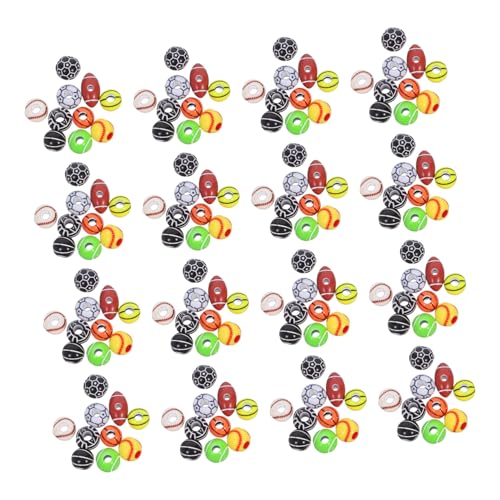 Lurrose 300 Stück Sportperlen Acrylmix für Armbänder Schmuckherstellung DIY Bastelset mit Basketball Fußball Tennis Volleyball Rugby Charms in Leuchtenden Farben von Lurrose