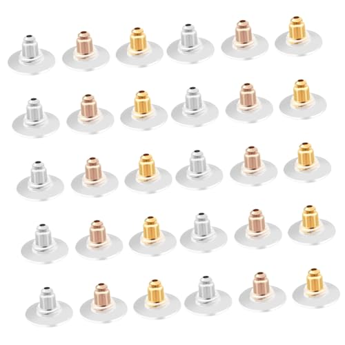 Lurrose 300 Stück Teiliges Ohrring Stopper DIY Schmuckzubehör Ohrstecker Verschlüsse in Silber Gold Roségold Langlebige und Praktische Ohrsteckerrückseiten für Sicheren Halt von Lurrose