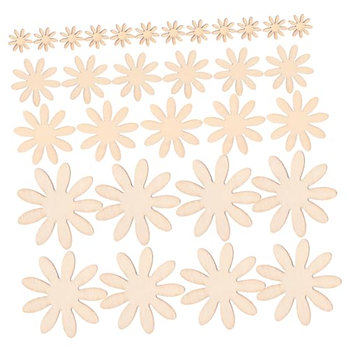 Lurrose 350 Stück Unfertige Holzblumen zum Basteln Holzblumen Ausschnitte in Verschiedenen DIY Holzscheiben für Kreative Kinderprojekte Bemalbare Naturholz Dekoration für Hochzeit und von Lurrose