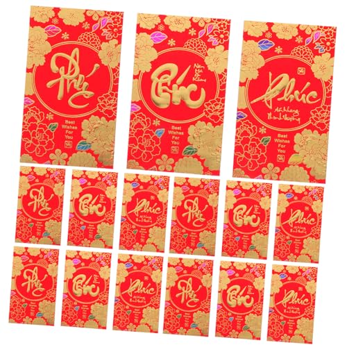 Lurrose 36 Stück Teiliges Vietnamische Neujahrsumschläge Rote Glückstaschen Papiertüten mit Traditionellem Design für Lunar Year Feierlichkeiten und Festliche Anlässe von Lurrose