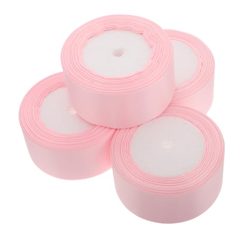 Lurrose 4 Rollen Blumen Geschenkband Hochzeitsband Stoffband Bänder Zum Basteln Valentinstag Satinband Satin Handgemachte Bänder Breites Band Süßes Band Blumenband Rosa Polyester von Lurrose