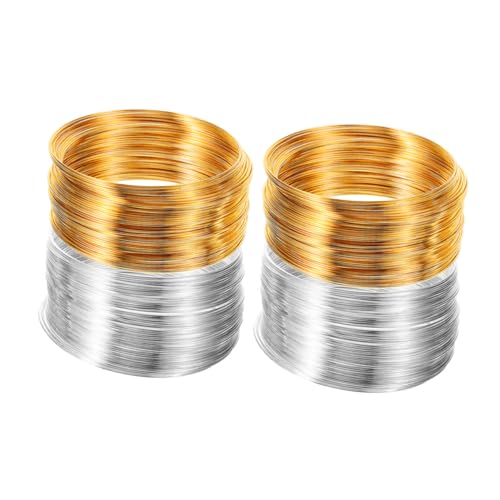 Lurrose 4 Rollen Flexibles Schmuckdraht für DIY Armbänder und Ohrringe Robuste Basteldraht für Schmuckherstellung Gold Silber Schlaufen pro Rolle von Lurrose