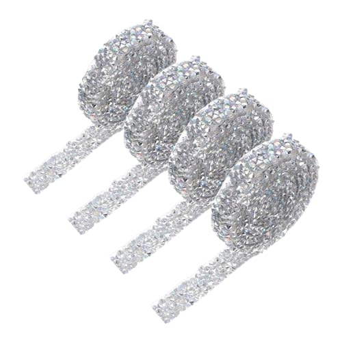 Lurrose 4 Rollen Glitzerndes Selbstklebendes Schmuckband Harz Diy Bastelbänder für Kleidung Dekoration und Festliche Anlässe von Lurrose